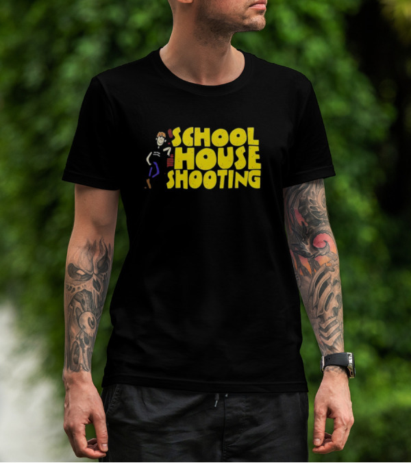 SCHOOL HOUSE SHOOTING Cartoon Character T-Shirt
