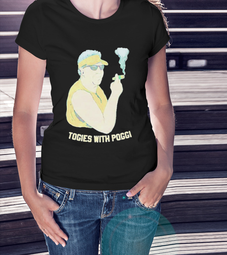 Stogies With Poggi Smoking Cigar Character In Sunglasses And Visor T-Shirt