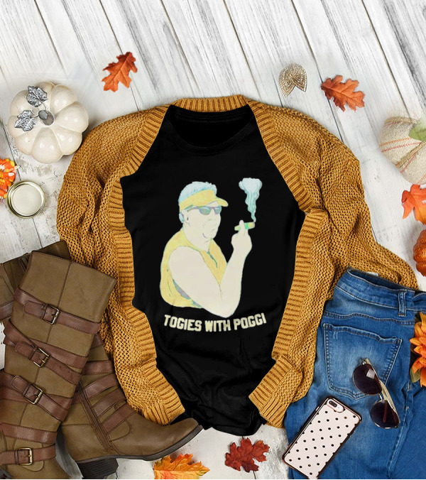 Stogies With Poggi Smoking Cigar Character In Sunglasses And Visor T-Shirt