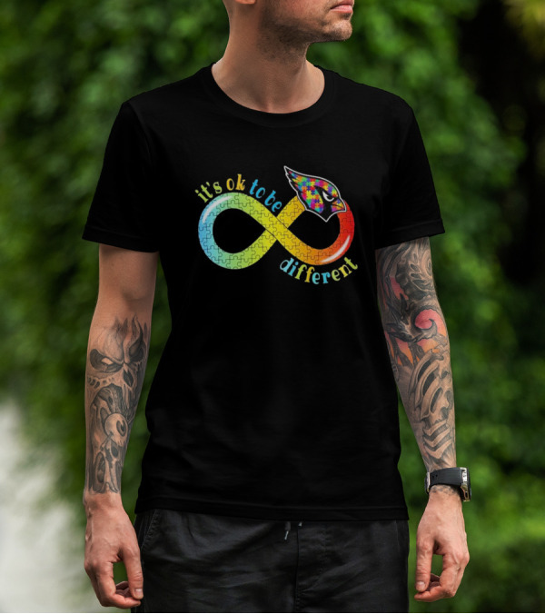 Arizona Cardinals Autism Awareness Infinity Symbol It’s Ok To Be Different T-Shirt