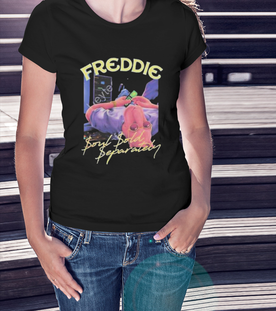 Freddie Soul Sold Separately Retro Style With Relaxed Figure Holding Phone T-Shirt