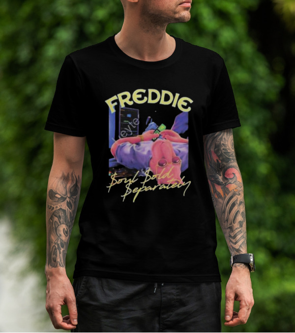 Freddie Soul Sold Separately Retro Style With Relaxed Figure Holding Phone T-Shirt