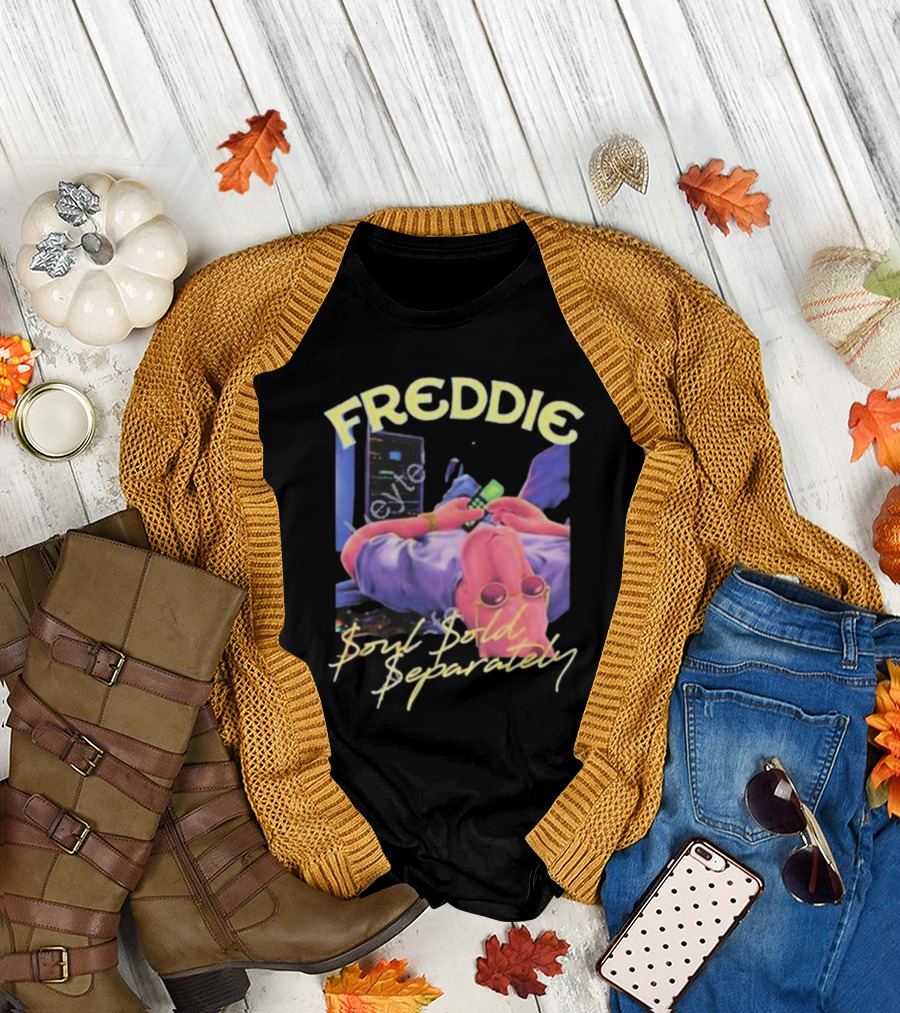 Freddie Soul Sold Separately Retro Style with Relaxed Figure Holding Phone T-Shirt