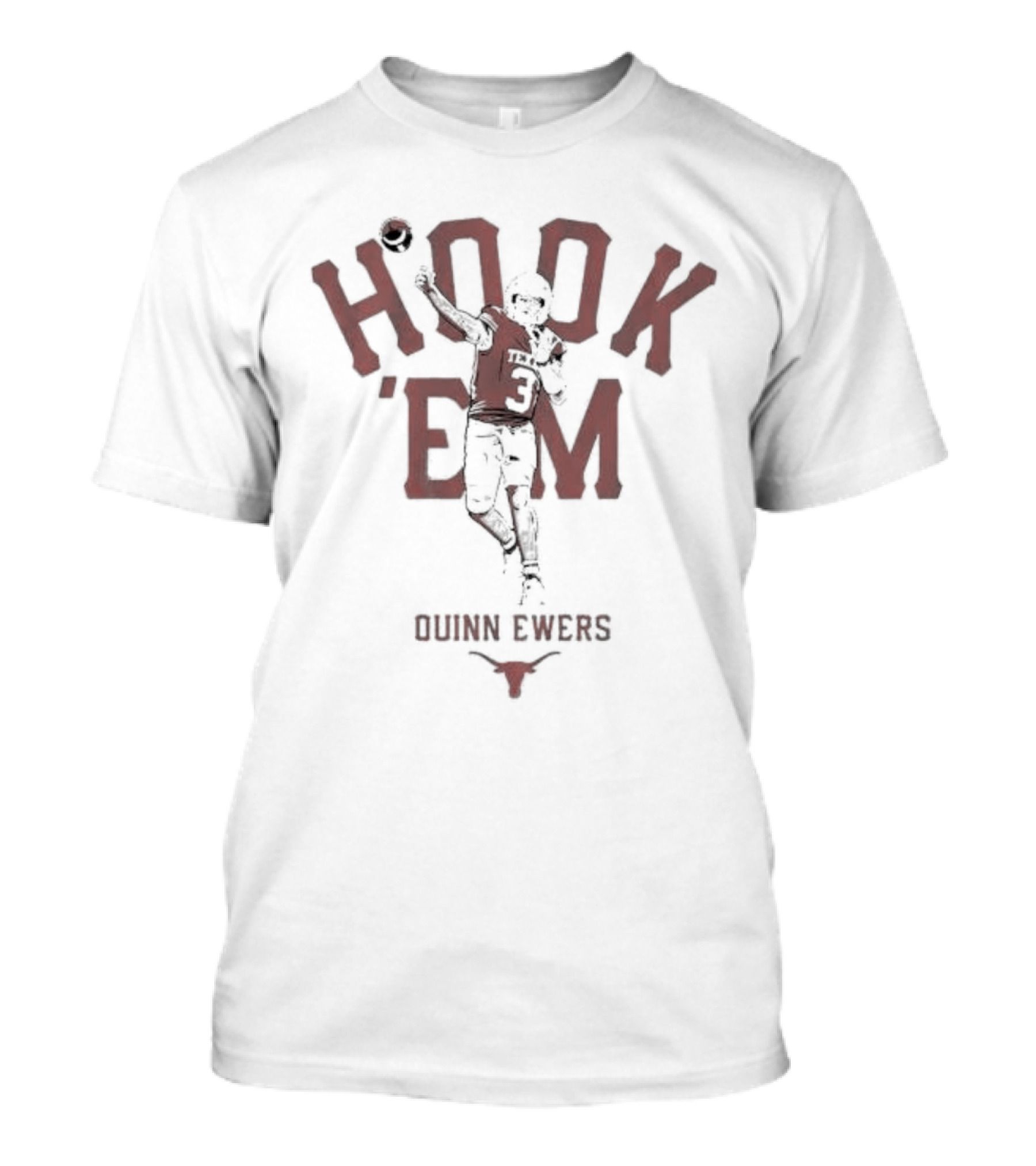 Texas Football Hook 'Em Quinn Ewers Number 3 Player T-Shirt