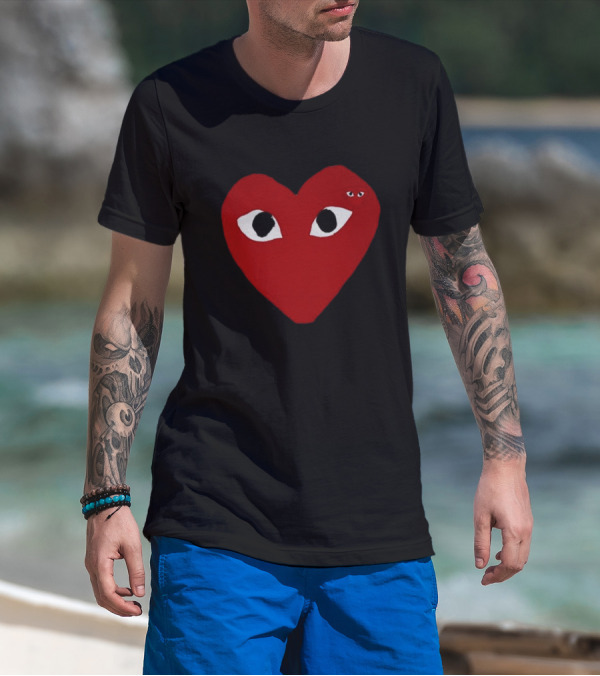 Cdg Comme Des Garcons Play Red Heart Emblem With Eyes T-Shirt