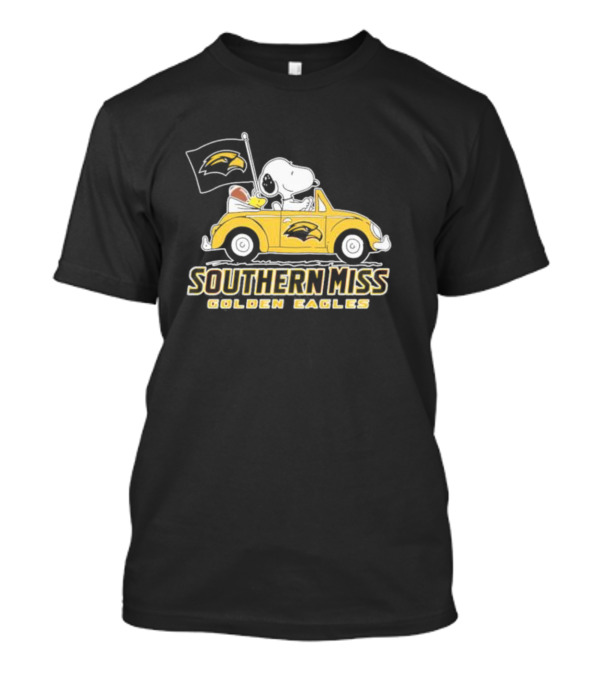 Southern Miss Golden Eagles Snoopy And Woodstock Driving Car T-Shirt