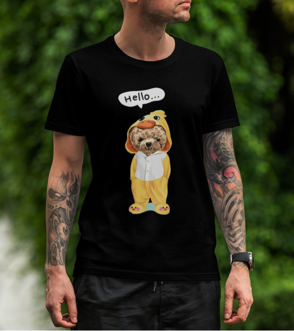 Bear Hello Duck Costume Curious Expression T-Shirt