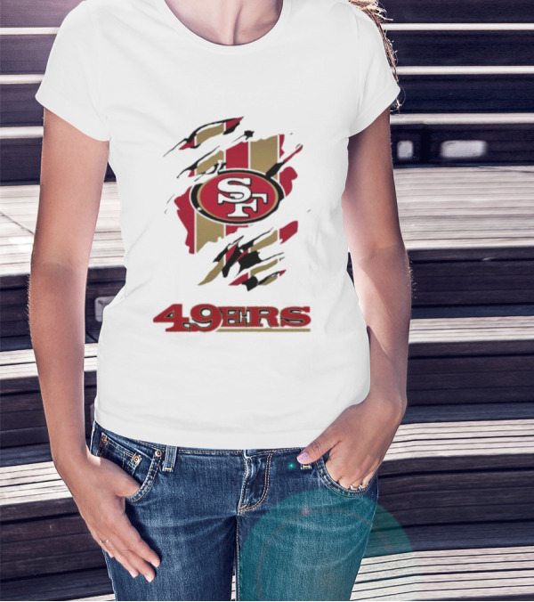 San Francisco 49ers SF Logo With Red And Gold Stripes 49ERS T-Shirt