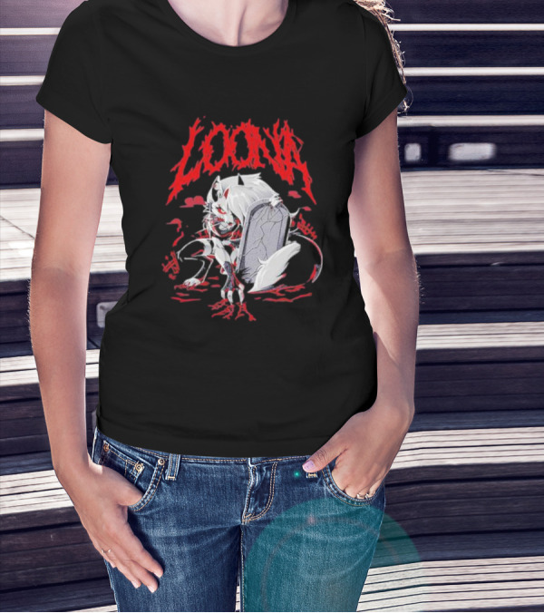LOONA Graveyard Cat And Tombstone Scene T-Shirt