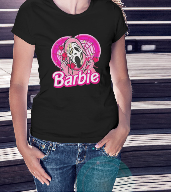 Barbie Pink Doll Ghost Face Horror Doll Characters T-Shirt