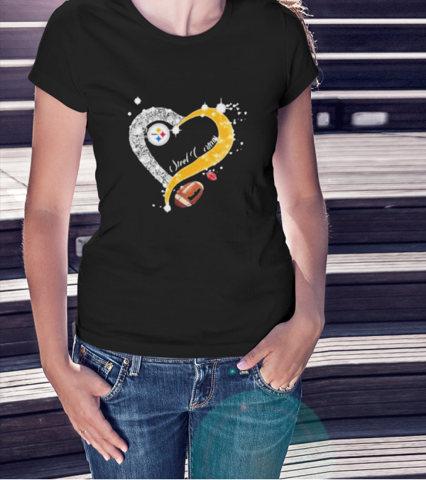 Pittsburgh Steelers Heart Diamonds Steel Curtain Football T-Shirt