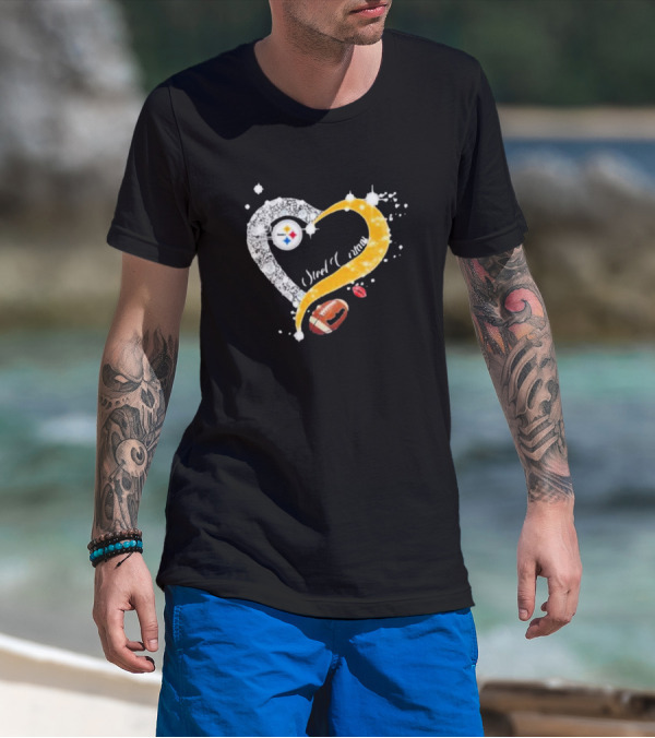 Pittsburgh Steelers Heart Diamonds Steel Curtain Football T-Shirt
