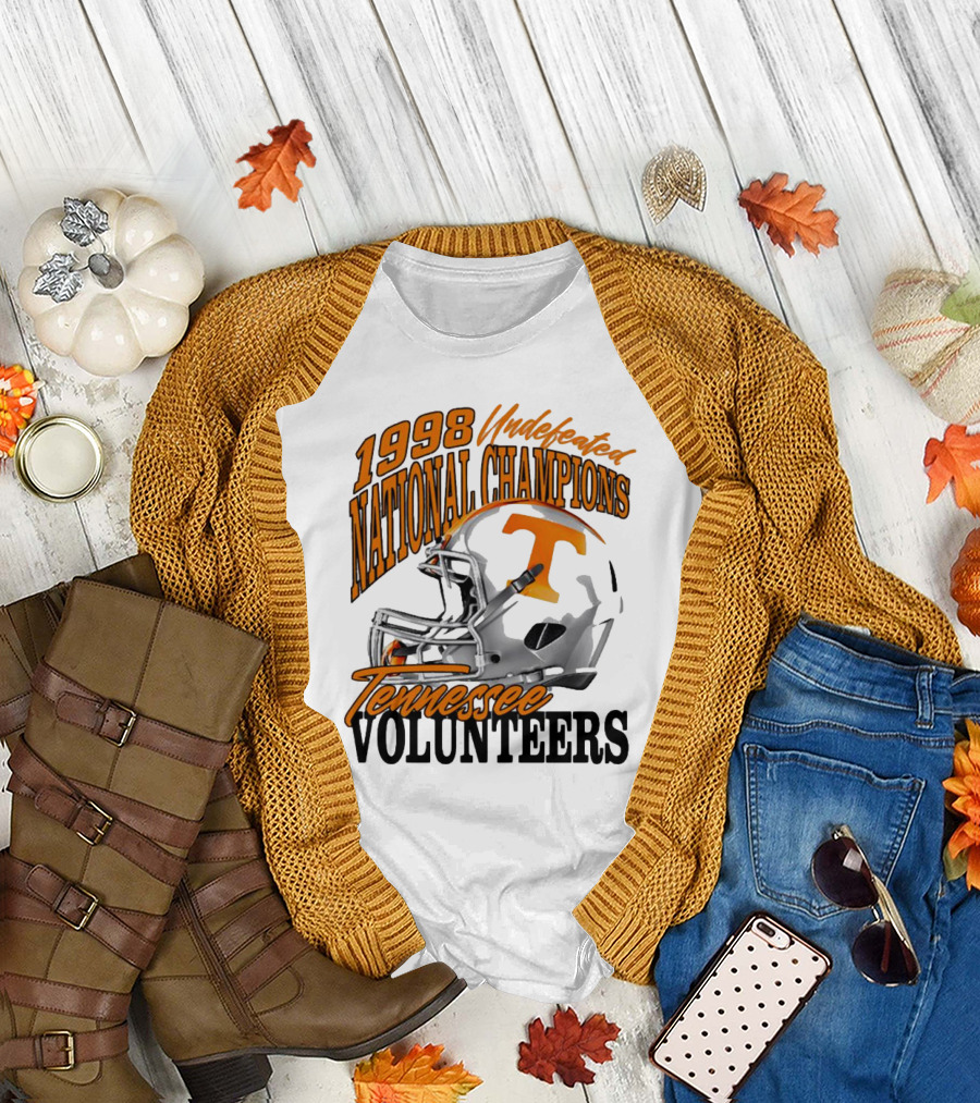 1998 Undefeated National Champions Tennessee Volunteers Helmet T-Shirt