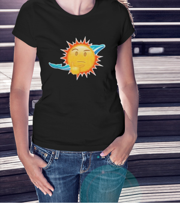 Dolphins Emoji Thinking Miami Sun Dolphins Emoji T-Shirt