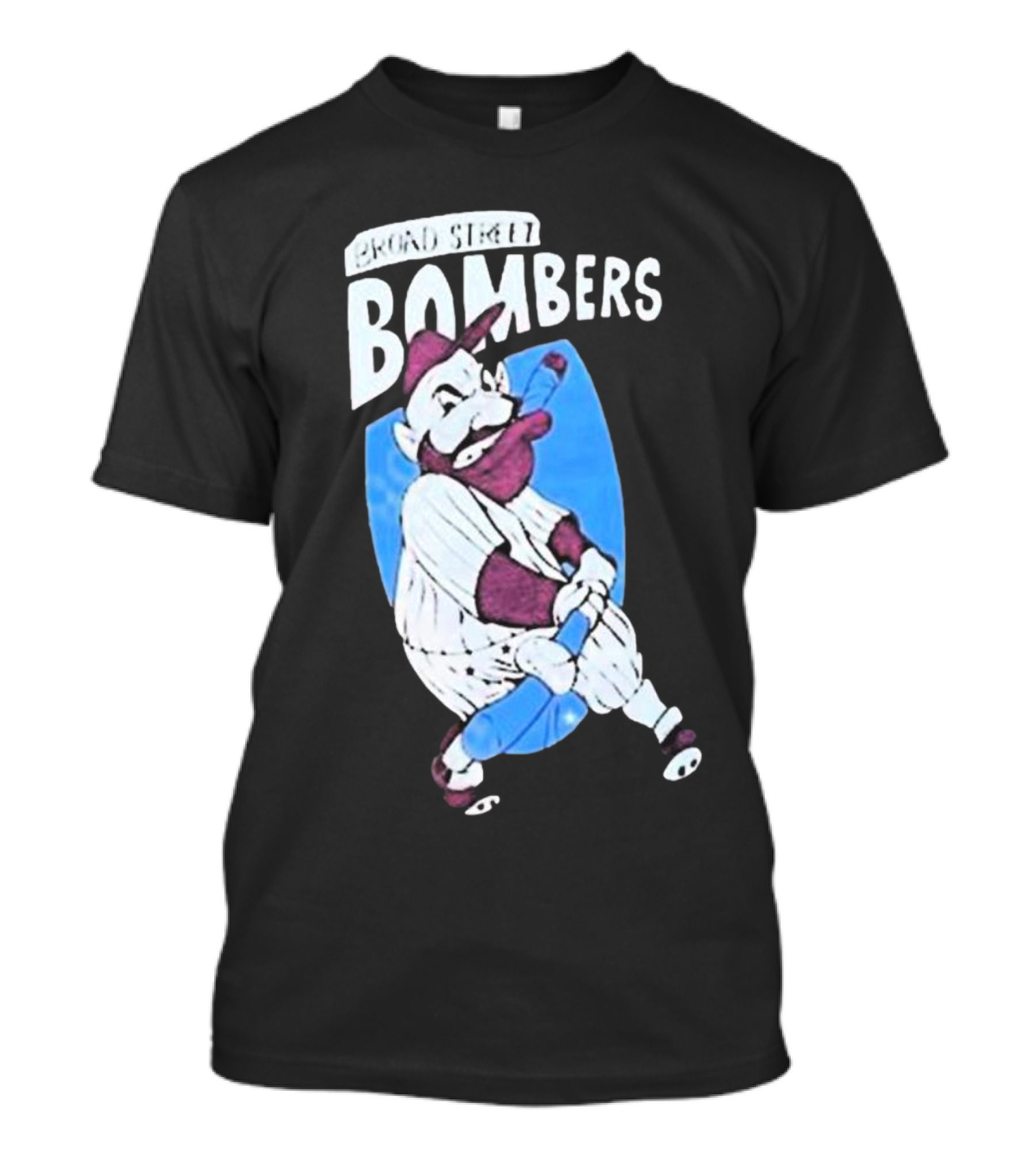 Broad Street Bombers Cartoon Baseball Character T-Shirt