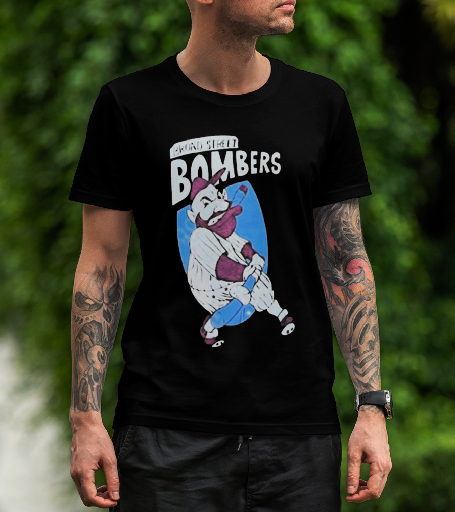Broad Street Bombers Cartoon Baseball Character T-Shirt