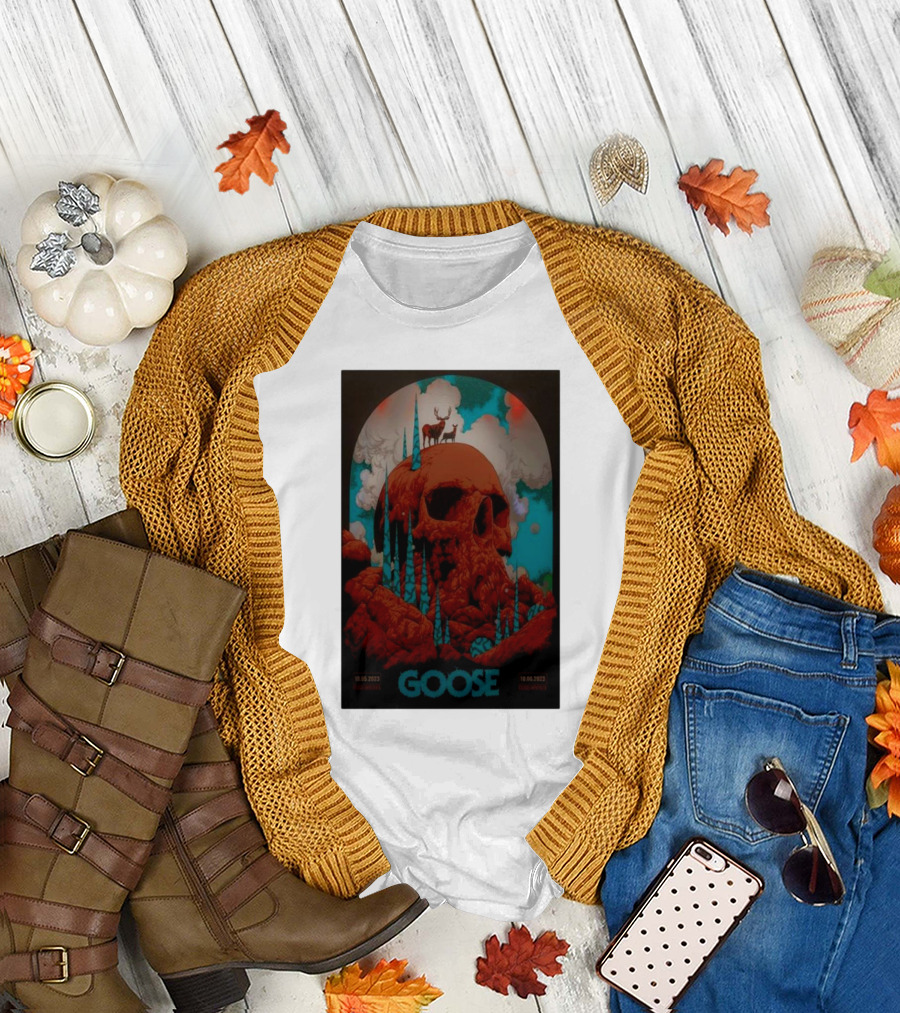 Goose 10.05.2023 10.06.2023 Skull Blue Red Clouds Deer T-Shirt