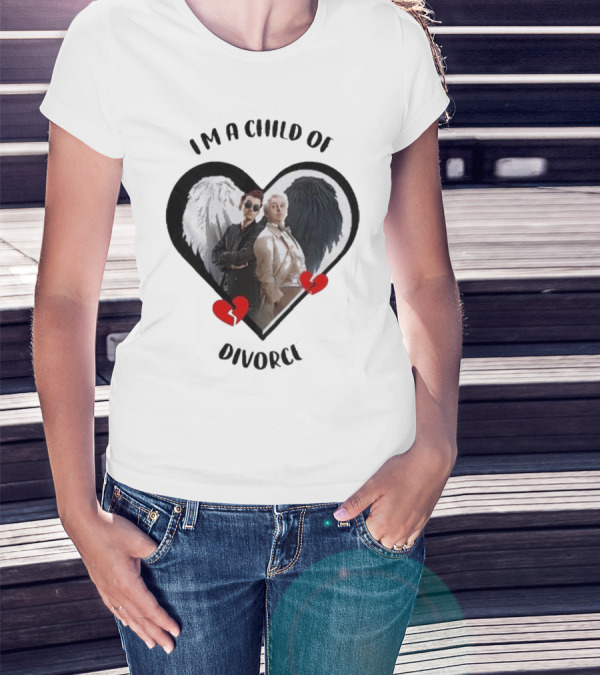 Crowley And Aziraphale I'm A Child Of Divorce Heart Wings T-Shirt