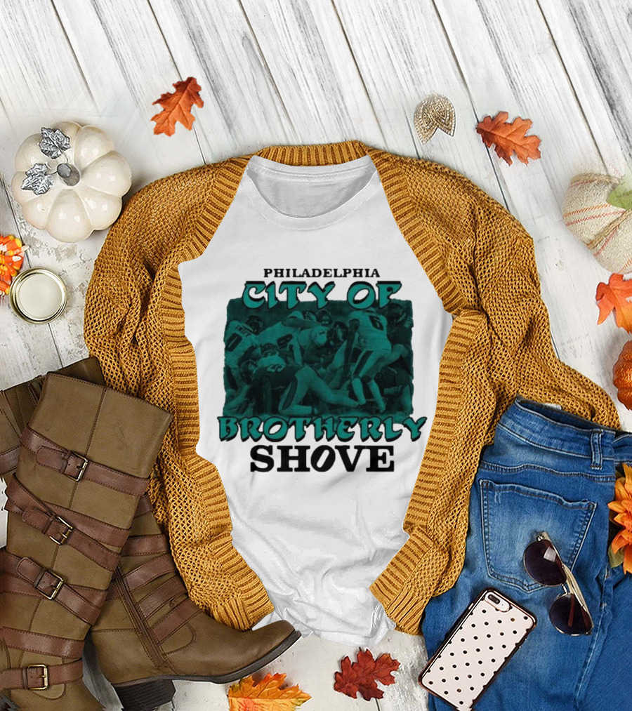 Philadelphia Eagles City of Brotherly Shove Football Scene T-Shirt