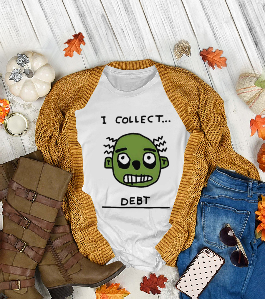 I Collect Debt Zombie Face Drawing T-Shirt