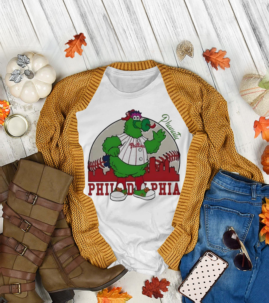 Philly Phanatic Philadelphia Skyline Baseball Phillies T-Shirt