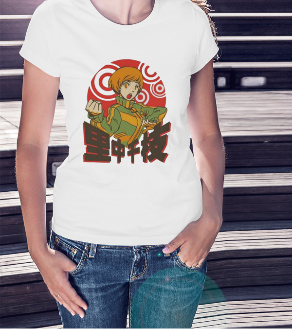 Persona 4 Dragon’s Fury Chie Satonaka Retro Red Circles T-Shirt