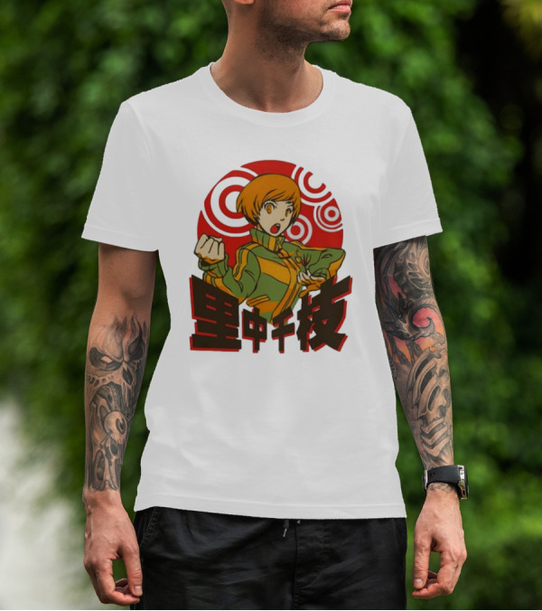 Persona 4 Dragon’s Fury Chie Satonaka Retro Red Circles T-Shirt