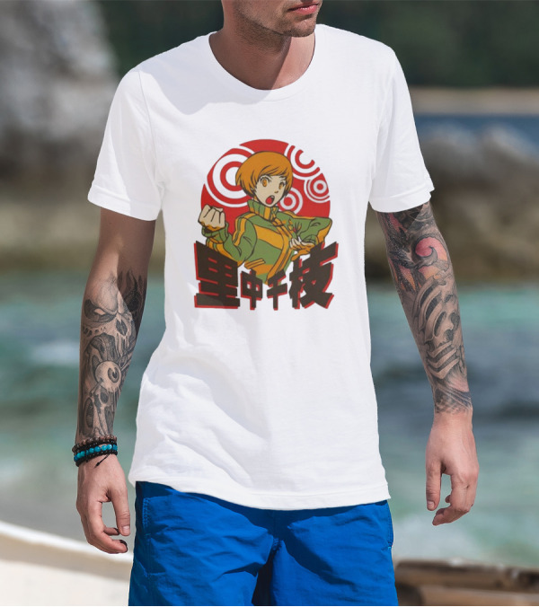 Persona 4 Dragon’s Fury Chie Satonaka Retro Red Circles T-Shirt