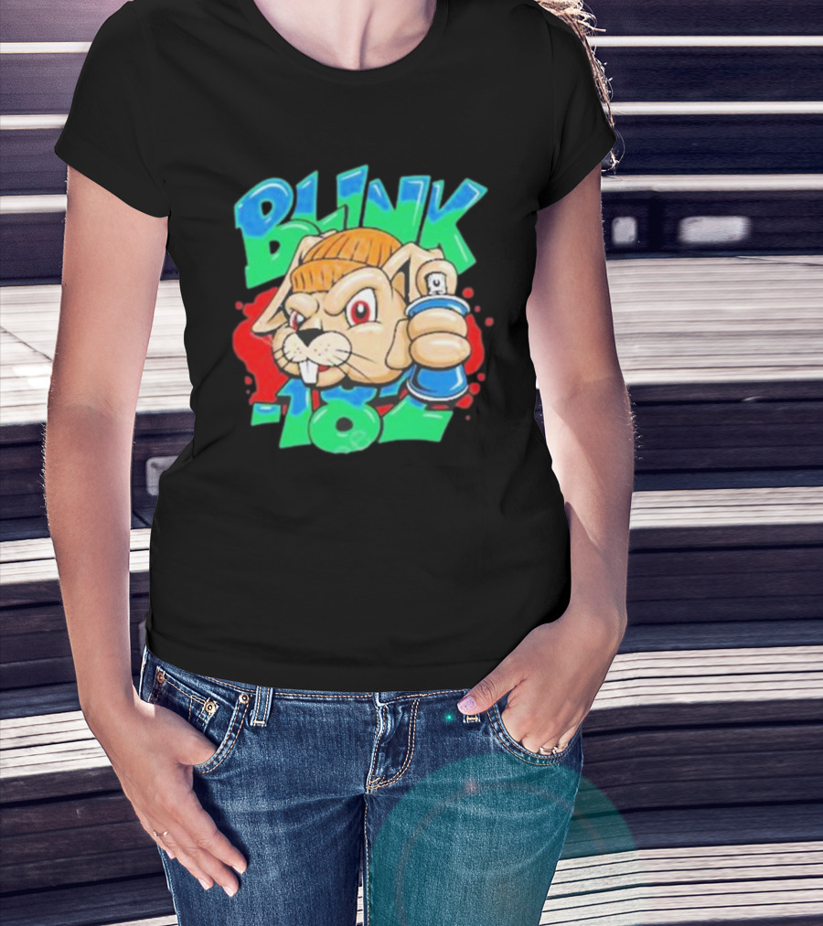 Blink-182 Senpapi Gabshiba Graffiti-Style Cartoon With Spray Can T-Shirt