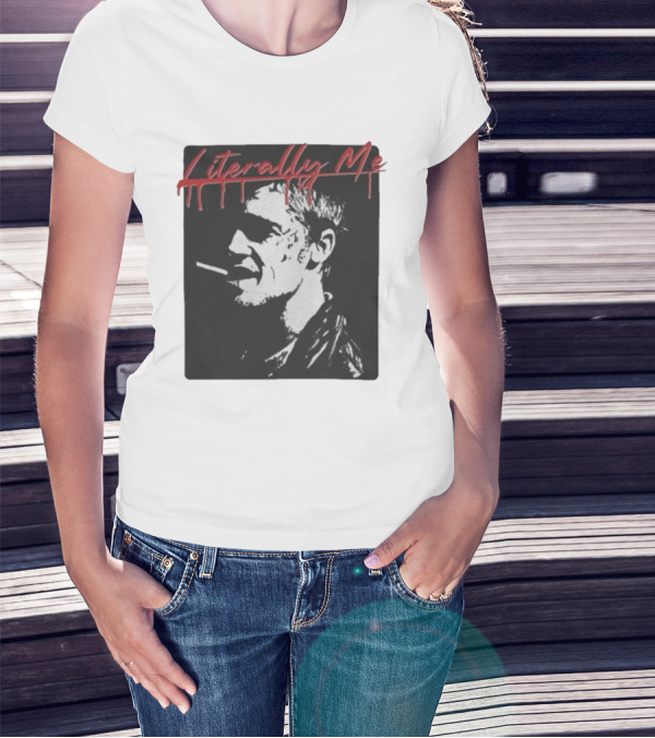 Literally Me Tyler Durden Smoking Silhouette Black And Red T-Shirt