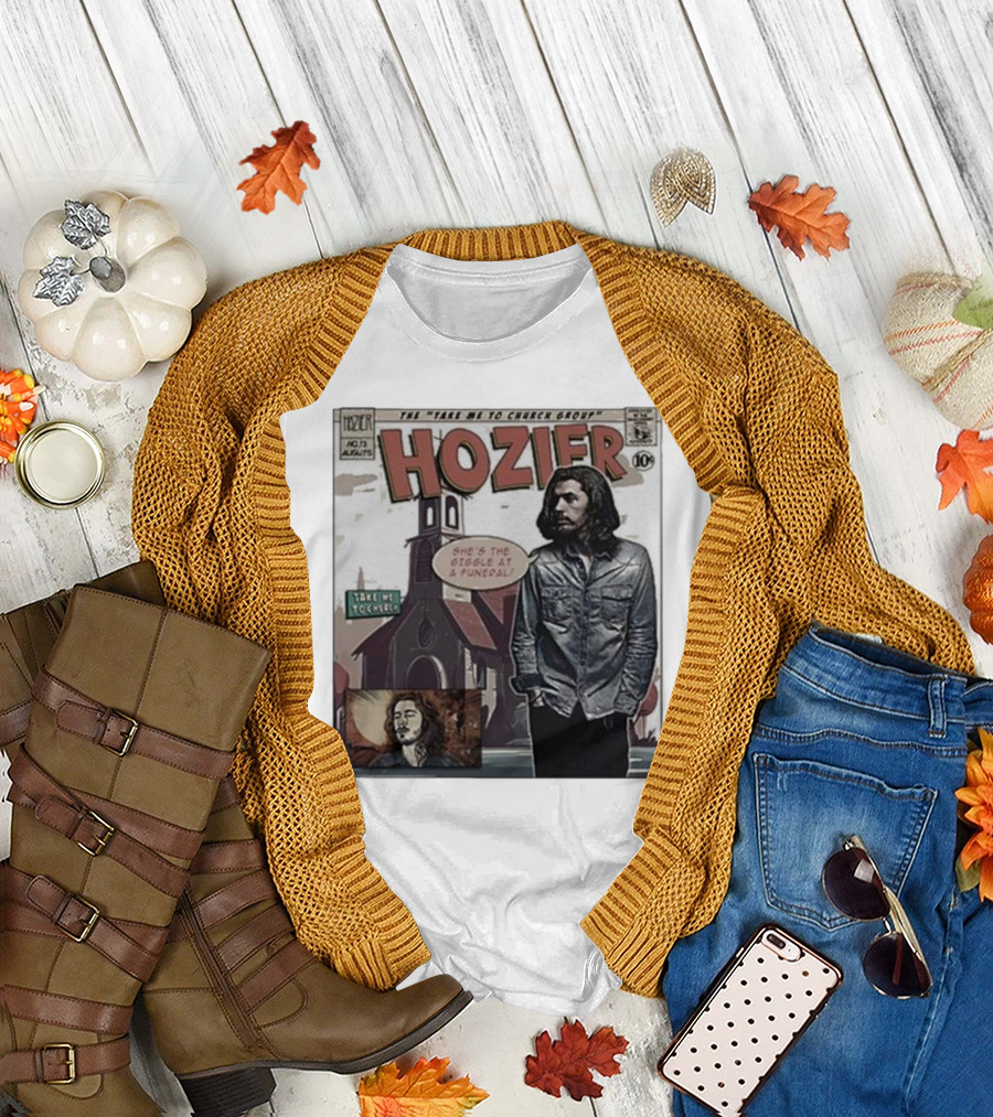 Hozier Comic Style Art She's The Giggle At A Funeral Take Me To Church T-Shirt