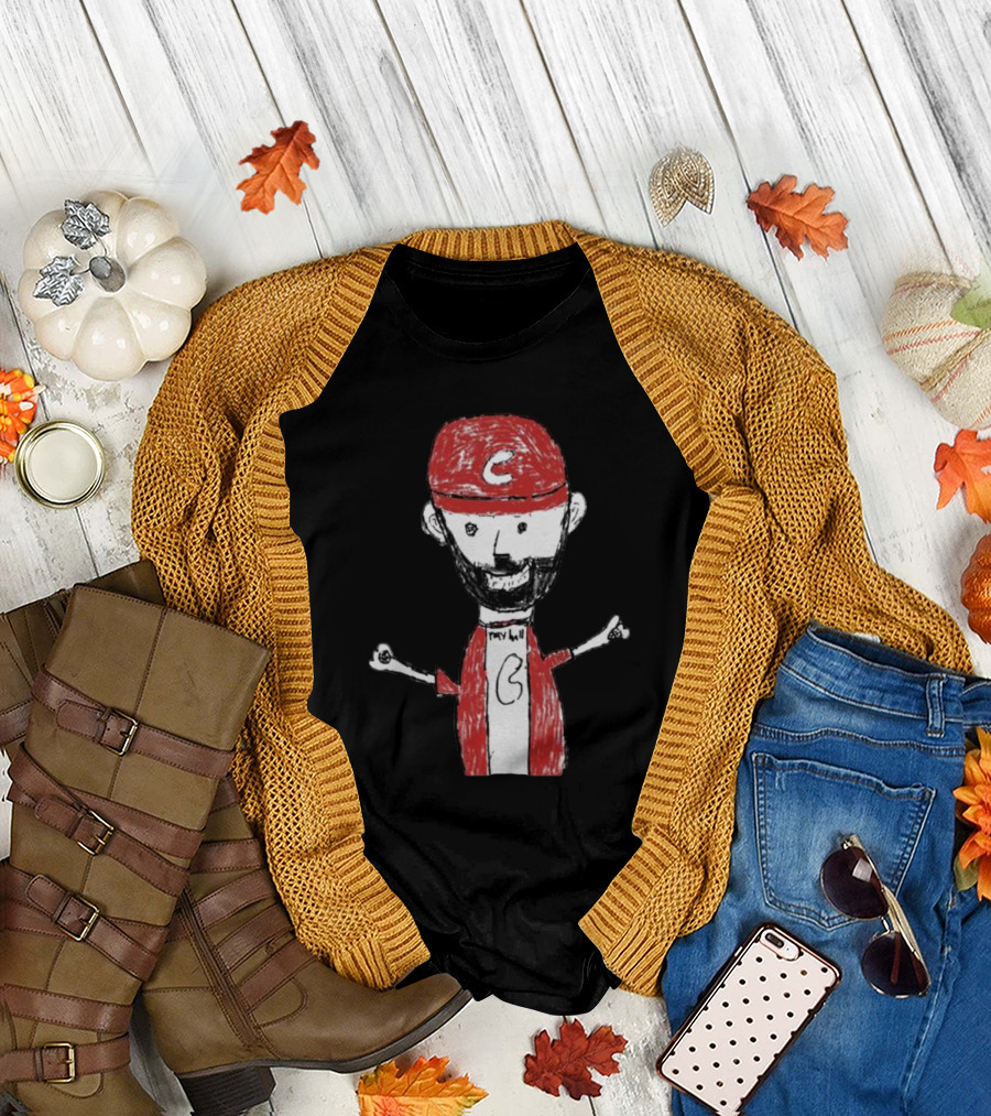 Liam Castellanos Cartoon Character with C Logo on Red Cap T-Shirt