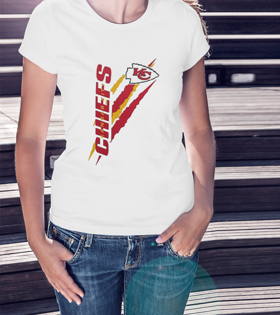 Kansas City Chiefs KC Red Yellow Scratch Design Starter T-Shirt
