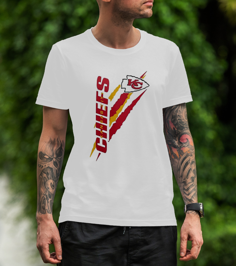 Kansas City Chiefs KC Red Yellow Scratch Design Starter T-Shirt