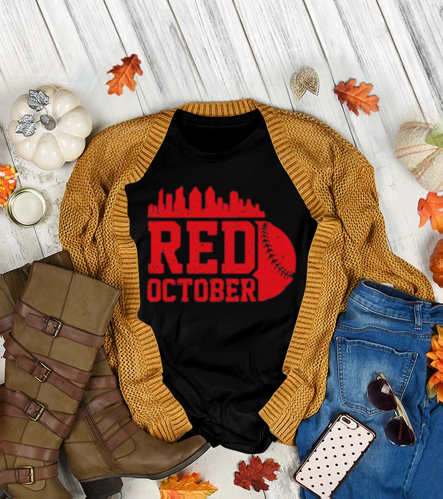 Philly Philadelphia Red October Baseball Skyline T-Shirt