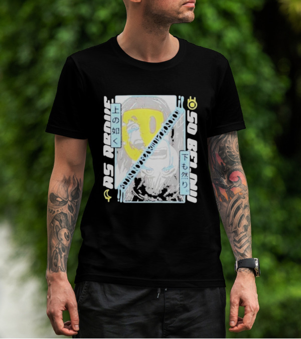 As Above So Below Yellow Mask Dual Face T-Shirt