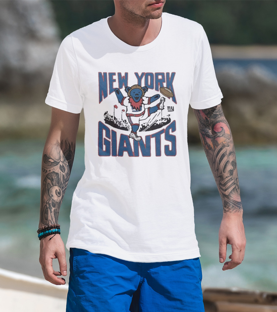 New York Giants Grateful Dead NFL Collaboration Bear T-Shirt