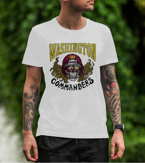 Washington Commanders Grateful Dead NFL Skull Helmet Collaboration T-Shirt