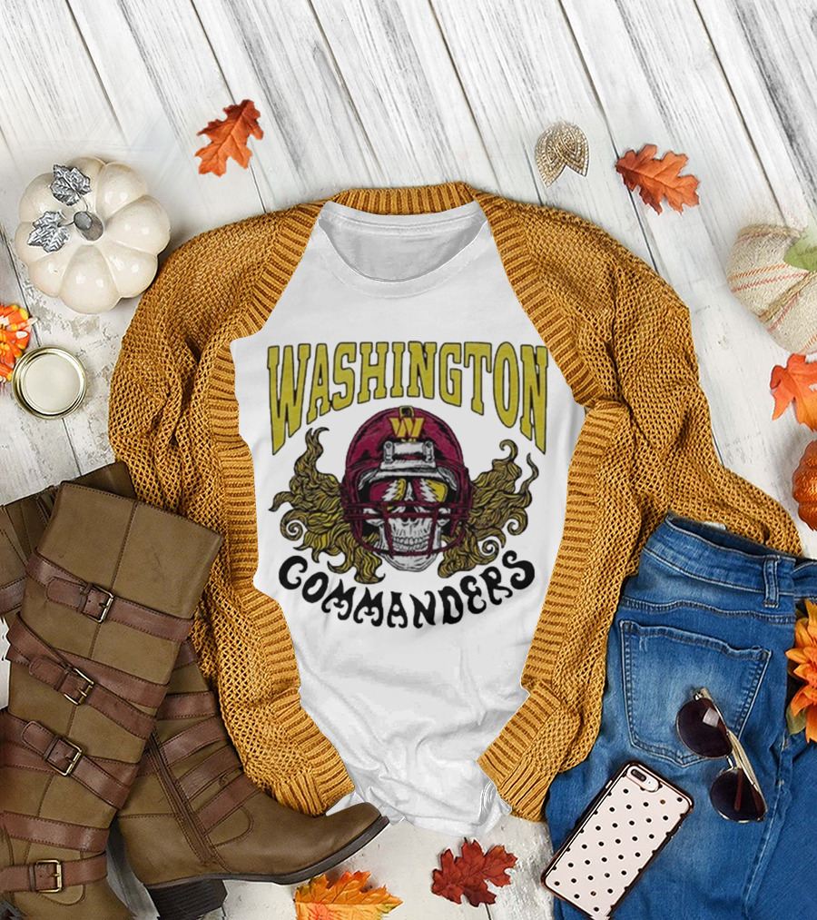 Washington Commanders Grateful Dead NFL Skull Helmet Collaboration T-Shirt