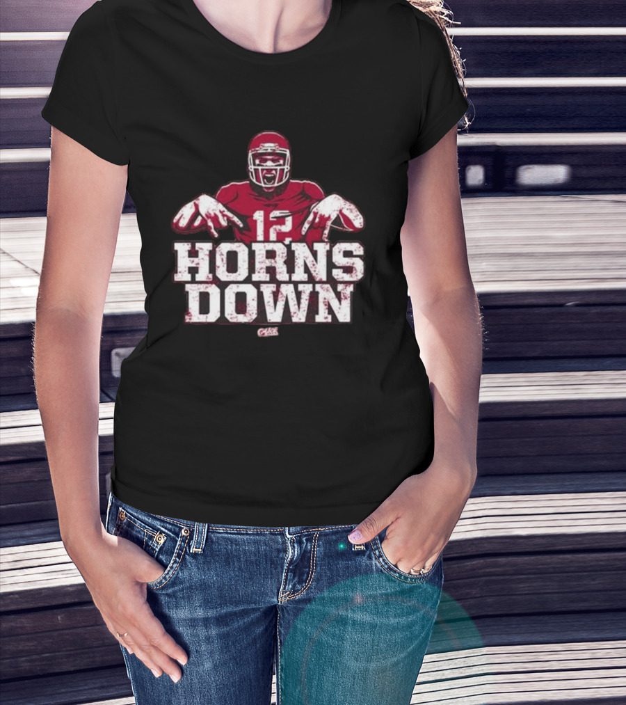 Horns Down 12 Oklahoma College Fans Football Player Gesture T-Shirt