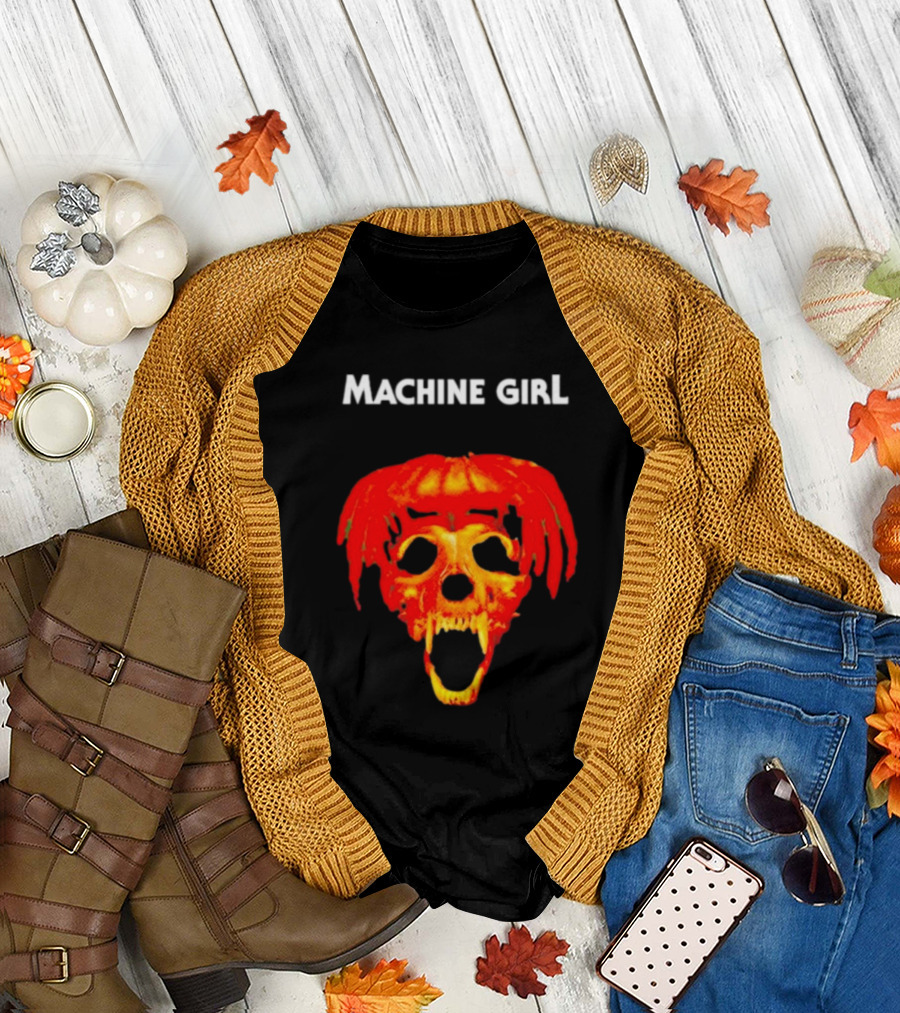 Machine Girl Skull Pumpkin Face T-Shirt
