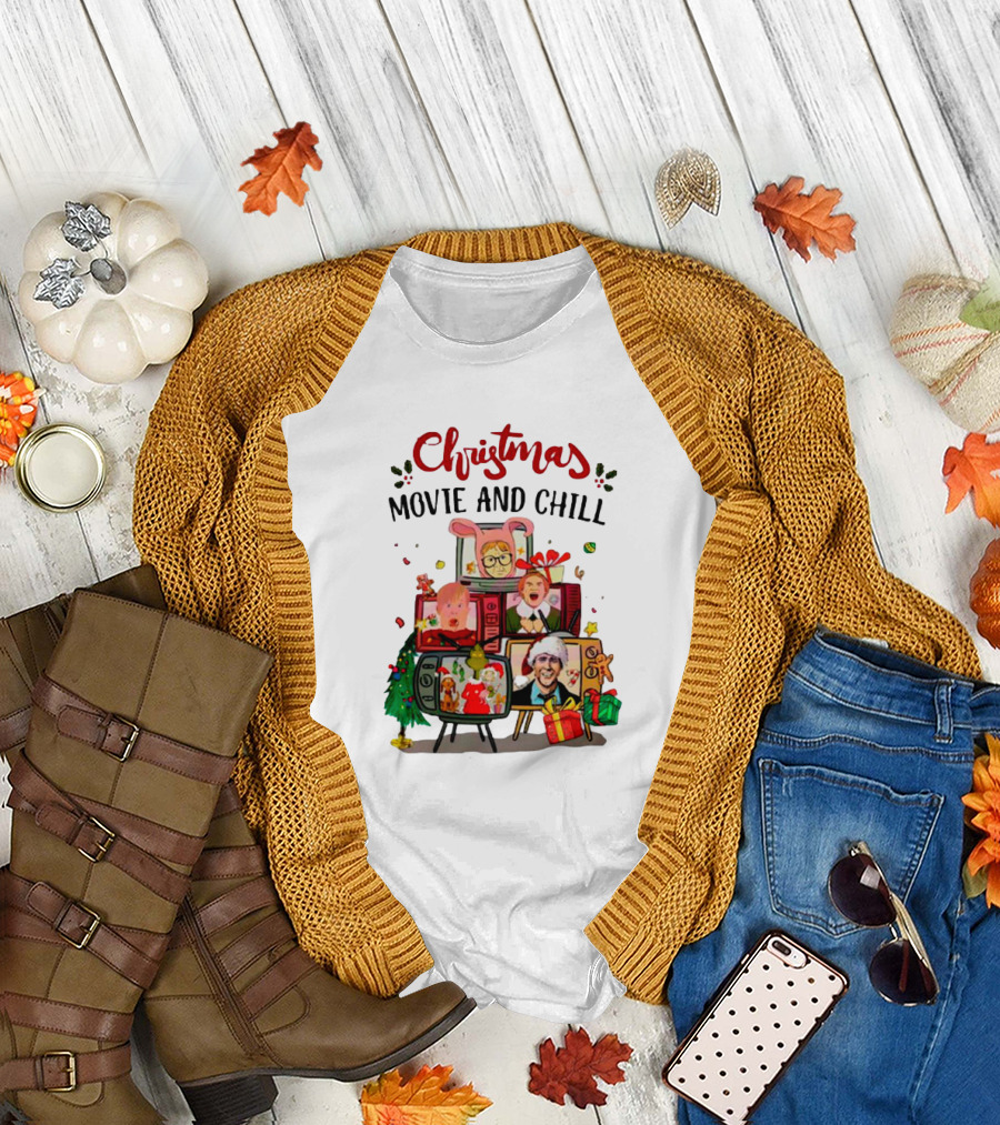 Christmas Movie and Chill Characters TV Holiday Icons T-Shirt