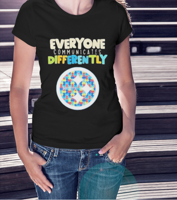 Everyone Communicates Differently Steelers Puzzle T-Shirt