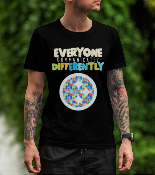 Everyone Communicates Differently Steelers Puzzle T-Shirt