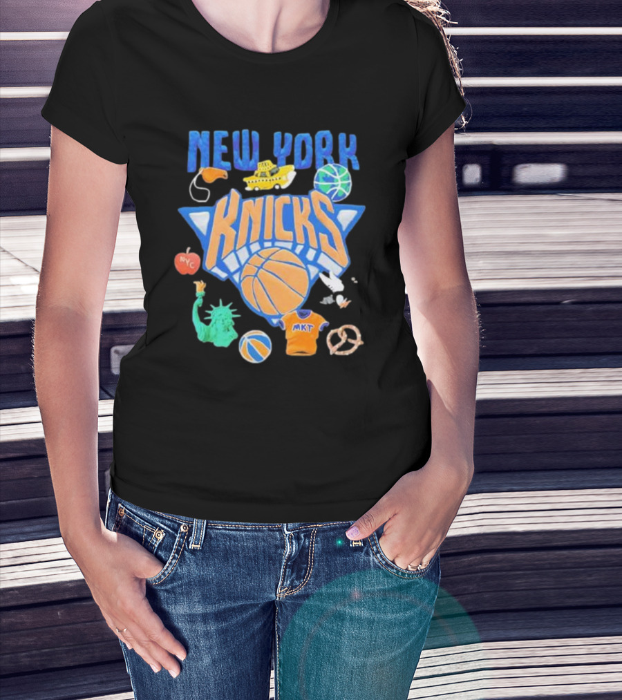 New York Knicks NBA Market Claymation NYC Basketball Iconic Symbols T-Shirt