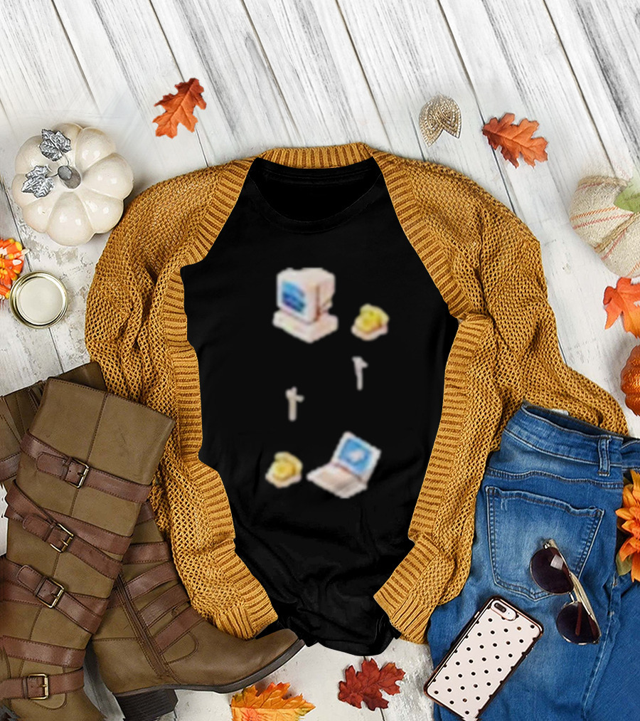 Wilbur’s Dial Up Vintage Computer and Classic Yellow Telephones Nostalgia T-Shirt