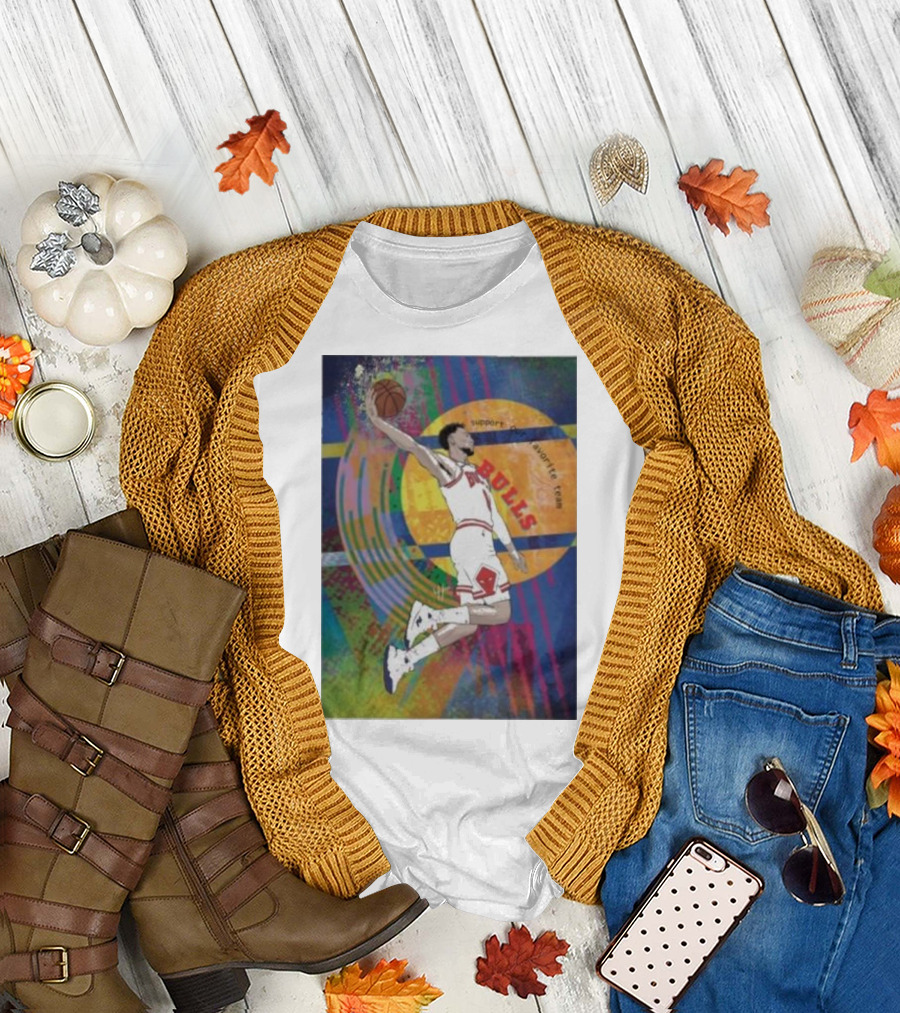 Support Favorite Team Bulls Basketball Player A Special For Chicago Fans Colorful T-Shirt