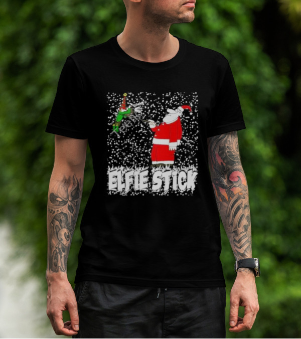 Elfie Stick Santa Christmas Humor T-Shirt