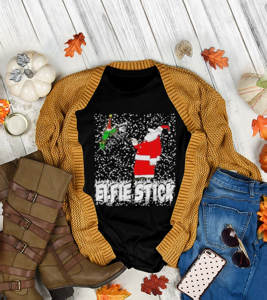 Elfie Stick Santa Christmas Humor T-Shirt