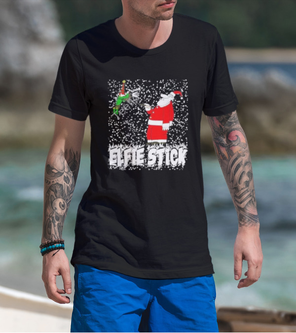 Elfie Stick Santa Christmas Humor T-Shirt